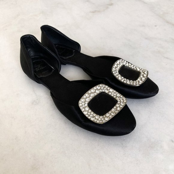 Roger Vivier D'Orsay ballet flats (black w/ silver buckles & crystals) size 5 - Picture 10 of 12